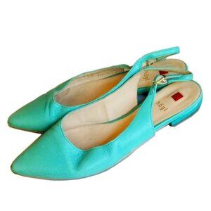 Hogl Pebbled Leather Slingback Flats 7 Aqua Turquoise EU 36 UK3.5 Hoegl